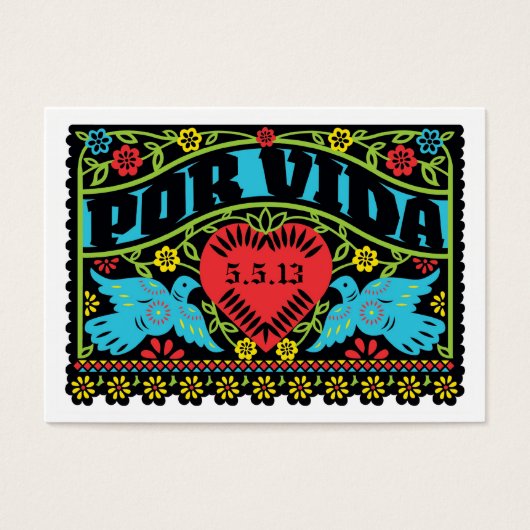 メキシコスタイルスカル結婚のバナー情報カード (正面)