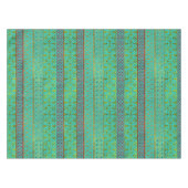 メキシコスタイルパターン-ティール(緑がかった色)、金ゴールドおよび赤いグリッター テーブルクロス (正面(横))