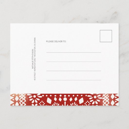 メキシコスタイル赤ちゃんシャワーありがとう インビテーションポストカード (裏面)