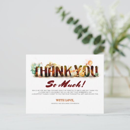 メキシコスタイル赤ちゃんシャワーありがとう インビテーションポストカード (スタンド正面)