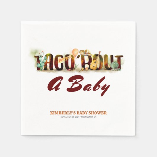 メキシコスタイル赤ちゃんシャワー スタンダードカクテルナプキン (正面)