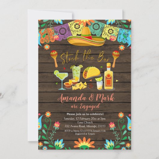 メキシコストックザバーフィエスタ婚約パーティ 招待状 (正面)