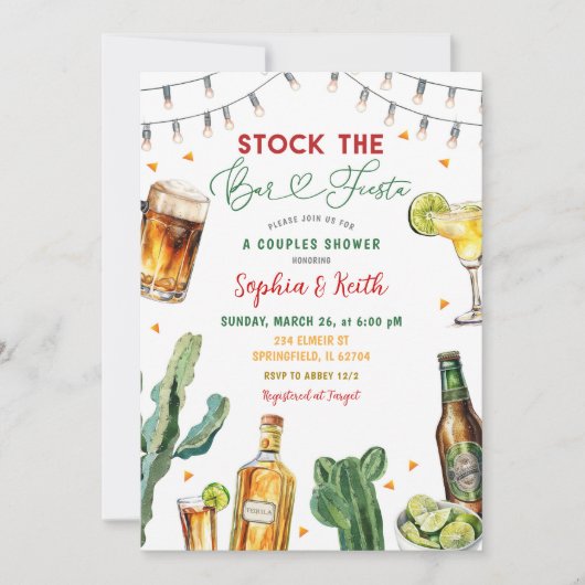 メキシコストックバーフィエスタカップルシャワーパーティー 招待状 (正面)