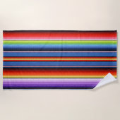 メキシコストライプン毛布カラフルレインボースペインの ビーチタオル (正面)
