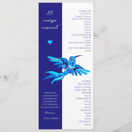 メキシコスペインののボホー・ブルー・ハミングバード結婚ズ プログラム (裏面)