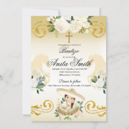 メキシコスペインのの洗礼金ゴールド少女シャラ 招待状