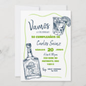 メキシコスペインのンテキーラ男の誕生日パーティー 招待状 (正面)