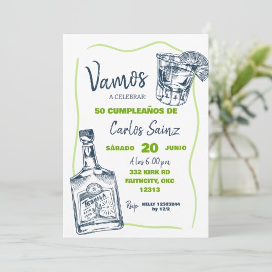 メキシコスペインのンテキーラ男の誕生日パーティー 招待状 (スタンド正面)