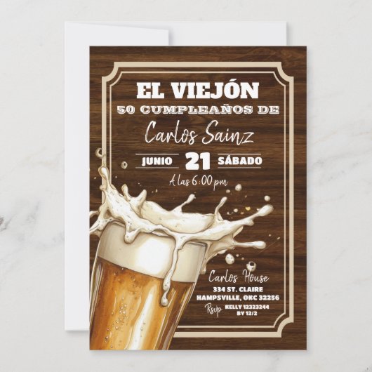 メキシコスペインのンビアエルビエジョン誕生日 招待状 (正面)