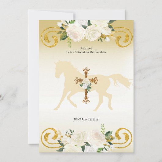 メキシコスペインの3アニョス金ゴールドチャロ招待状 招待状 (裏面)