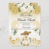 メキシコスペインの3アニョス金ゴールドチャロ招待状 招待状 (正面/裏面)