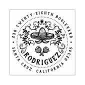 メキシコソンブレロファミリーネームラウンド差出人住所 ラバースタンプ (インプリント)