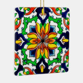 メキシコタラベラテラコッタタイルデザインNo. 6 セラミックオーナメント (右)