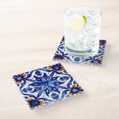 メキシコタラベラテラコッタタイルデザインNo. 8 ガラスコースター (アングル)