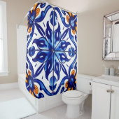 メキシコタラベラテラコッタタイルデザインNo. 8 シャワーカーテン (インサイチュ)