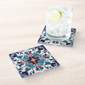 メキシコタラベラテラコッタタイルデザインNo. 9 ガラスコースター (アングル)