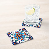 メキシコタラベラテラコッタタイルデザインNo. 9 スクエアペーパーコースター (インサイチュ)