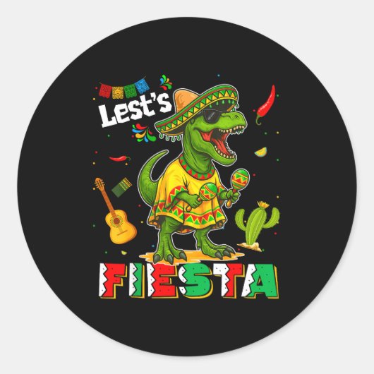 メキシコダイナソーT-REX シンコデマヨ フィエスタ ラウンドシール (正面)