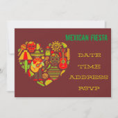メキシコテーマのパーティーのフェスタのマリアッチ 招待状 (正面)
