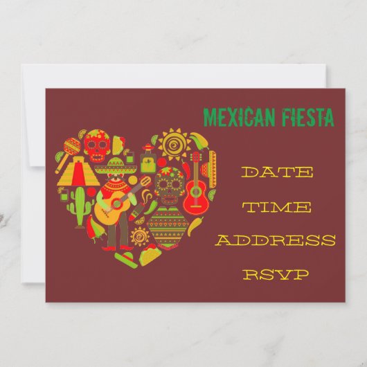 メキシコテーマのパーティーのフェスタのマリアッチ 招待状 (正面)