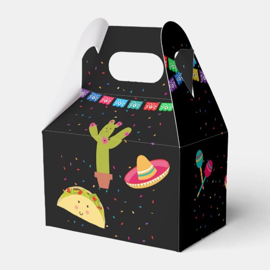 メキシコテーマフィエスタ – タコブウパーティー誕生日 フェイバーボックス (裏面サイド)
