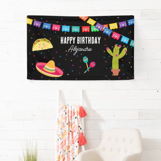 メキシコテーマフィエスタ – タコブウパーティー誕生日 横断幕 (インサイチュ)