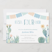 メキシコテーマフィエスタFOURever男の子4th誕生日 招待状 (正面)