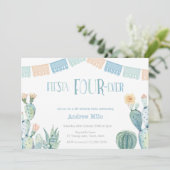 メキシコテーマフィエスタFOURever男の子4th誕生日 招待状 (スタンド正面)