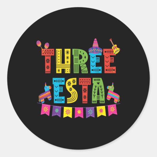 メキシコテーマ3歳の誕生日3歳の子供3 E ラウンドシール (正面)