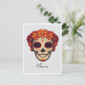 メキシコデイオブザデッドマスクイラストレーション ポストカード (スタンド正面)