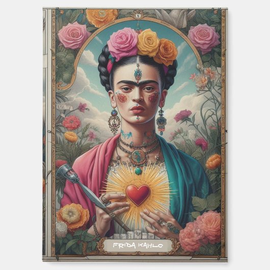 メキシコトラベルヴィンテージシュガースカルとフリダカホ マグネット (正面)