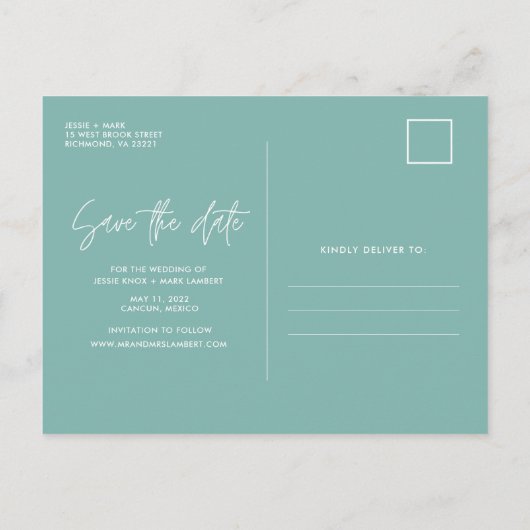 メキシコトロピカルビーチ結婚式セーブザデーツ 案内ポストカード (裏面)