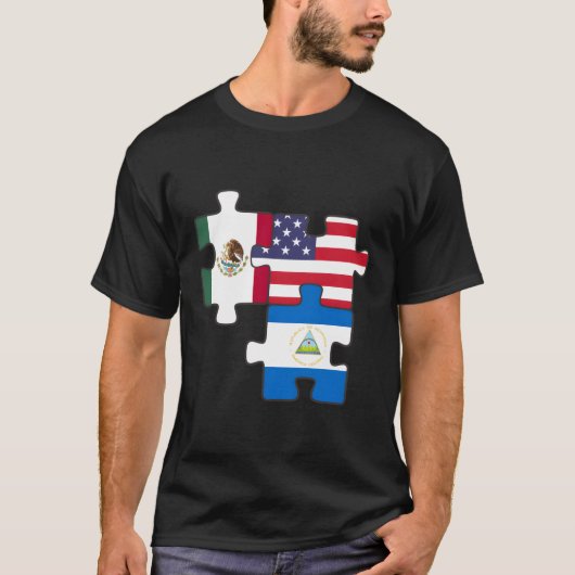 メキシコニカラグアとアメリカパズル Tシャツ (正面)