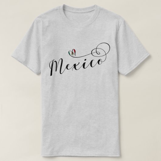 メキシコハート国旗、メキシコ Tシャツ (デザイン正面)