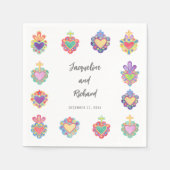 メキシコハート結婚式招待状 スタンダードカクテルナプキン (正面)