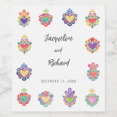 メキシコハート結婚式招待状 ワインラベル (シングルラベル)