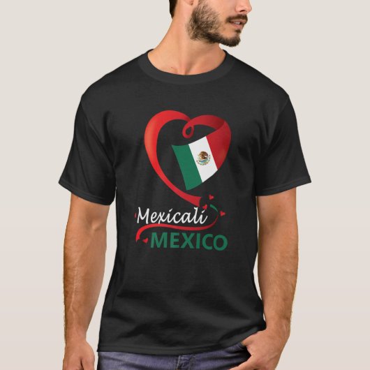 メキシコバハカリフォルニアメキシコハート国旗メキシコ Tシャツ (正面)