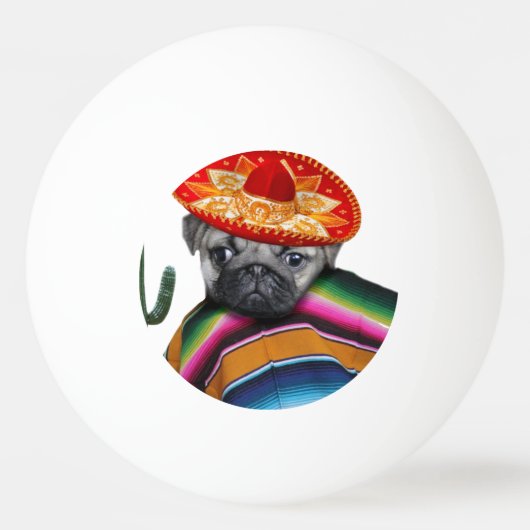 メキシコパグ犬 卓球ボール (正面)