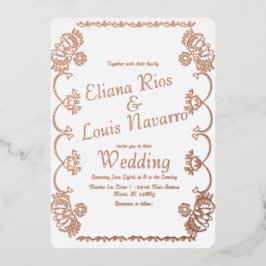 メキシコパペルピカドフォーク結婚ズプレス  箔招待状