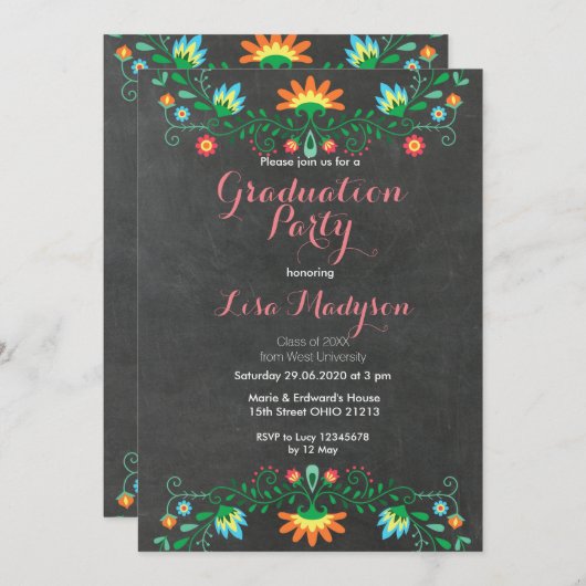 メキシコパーティー卒業招待状カード 招待状 (正面/裏面)