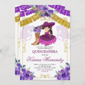 メキシコパープル&金ゴールドガールブートチャラMisカンス 招待状 (正面/裏面)