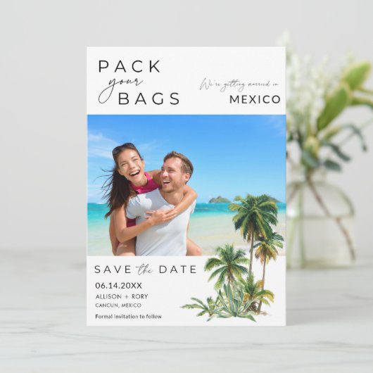 メキシコビーチの目的地結婚の写真 セーブザデート (スタンド正面)