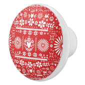 メキシコピカドレッド&ホワイトカットパペル紙 スペインの セラミックノブ (右)