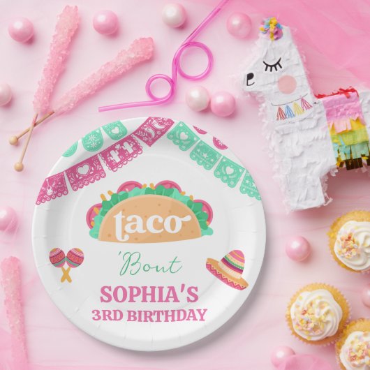 メキシコピンクタコブクフィエスタ誕生日紙プレート ペーパープレート (パーティー)