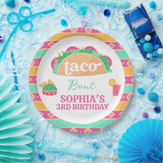 メキシコピンクフィエスタタコブト誕生日紙プレート ペーパープレート (パーティー)