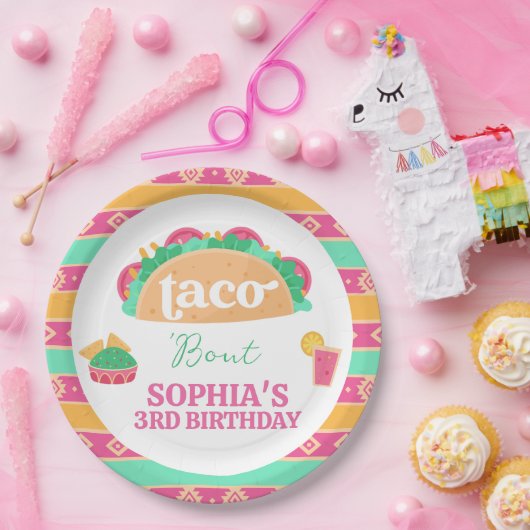 メキシコピンクフィエスタタコブト誕生日紙プレート ペーパープレート (パーティー)