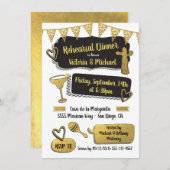 メキシコファンキーンフィエスタゴールドフォイルリハーサルディナー 招待状 (正面/裏面)