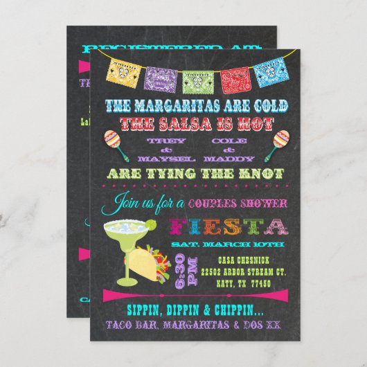 メキシコフィエスタカップルズブライダルシャワー 招待状 (正面/裏面)