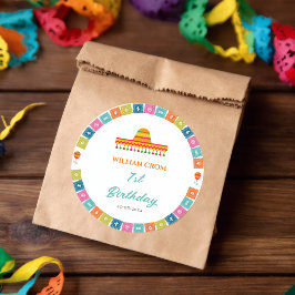 メキシコフィエスタサボテン1歳の誕生日 ラウンドシール