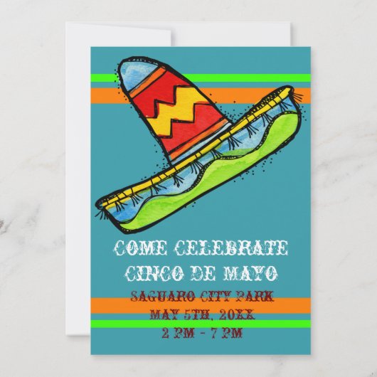 メキシコフィエスタシンコデマヨ招待状ティール(緑がかった色) 招待状 (裏面)